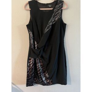 Parker Dress Size 16 Winslet Sheath Black Sequins Party‎ Cocktail MSRP $298